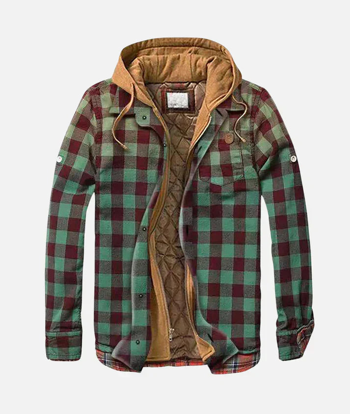 Herren - Stylische karierte Kapuzenjacke - Bequemes Material - Trendige Outerwear für jeden Anlass
