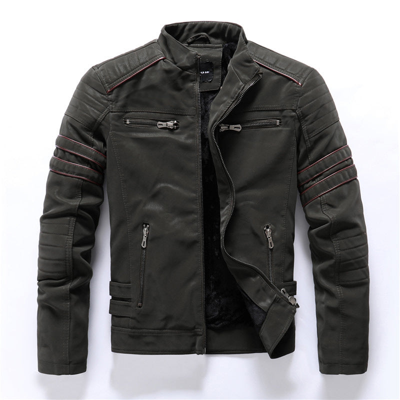 Herren - Bikerjacke - Wetterfestem Material - Stylisches Design - Reißverschluss - Modische Lederjacke