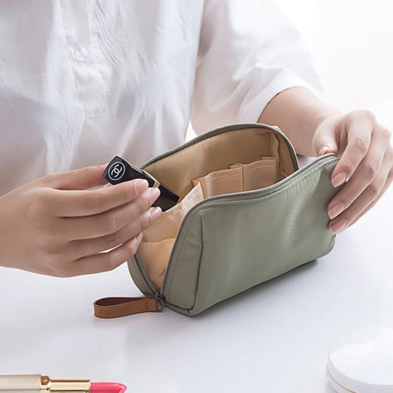 Cosmetica® - Einfarbige Kosmetiktasche mit Doppelreißverschluss