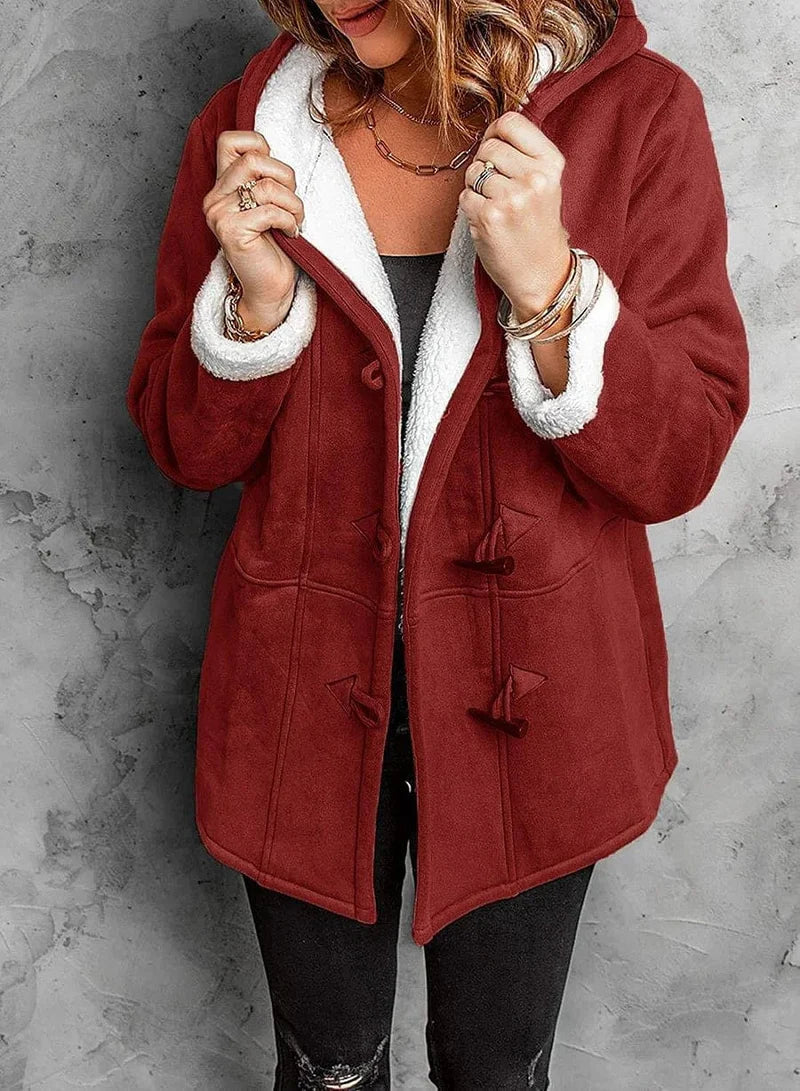 Damen - Mantel mit Kapuze - Fleece gefüttert - Winter Outdoorbekleidung