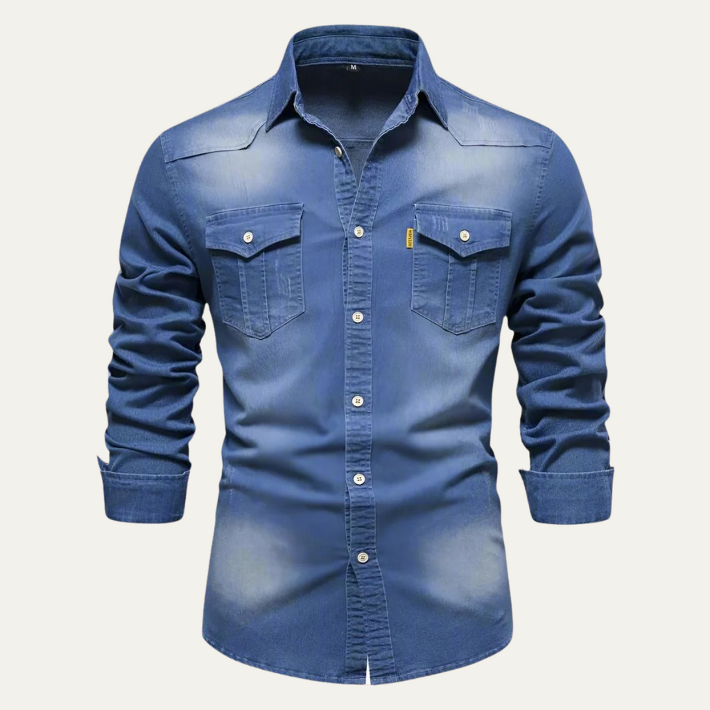 Herren - Denim-Hemd - Klassischer Stil - Strapazierfähiger Stoff - Freizeit Garderobe