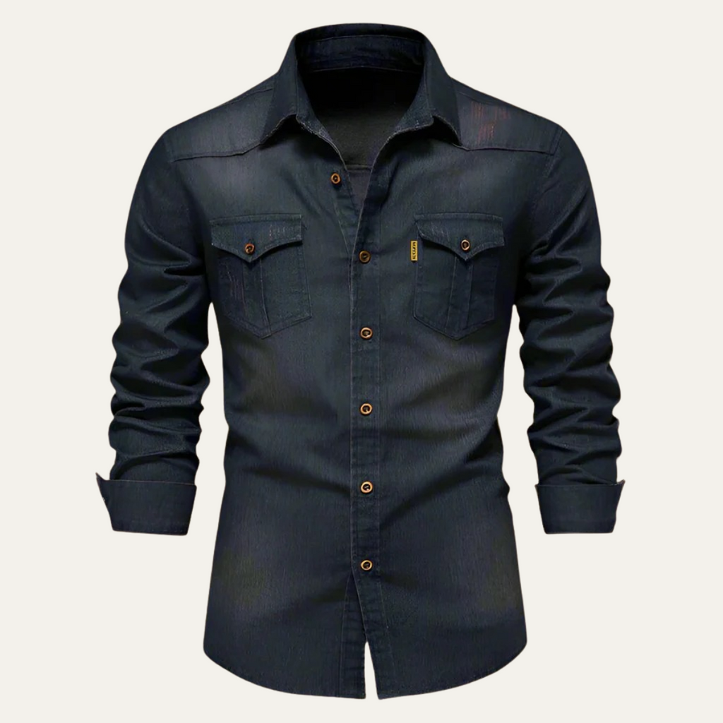 Herren - Denim-Hemd - Klassischer Stil - Strapazierfähiger Stoff - Freizeit Garderobe