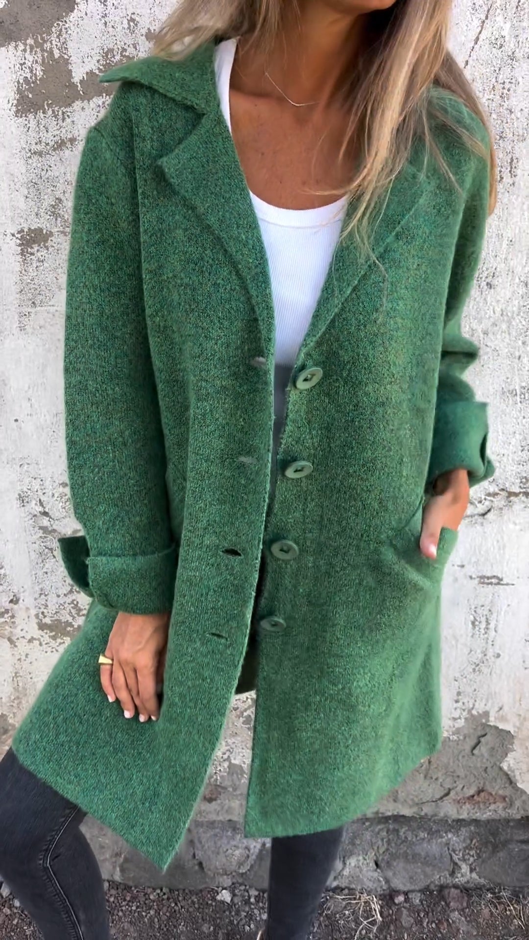 Damen - Lässiger langer Mantel - Manschetten - Stylische & bequeme Outerwear für jeden Anlass