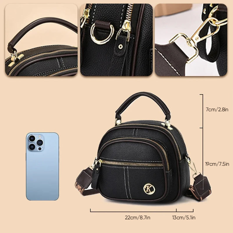 Katy™ Verstellbare Ledertasche mit breitem Schultergurt