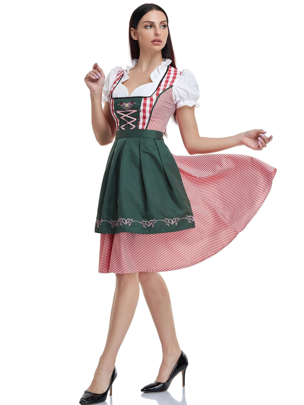 Damen Bayerisches Olivgrün Oktoberfest Dirndl Kleid