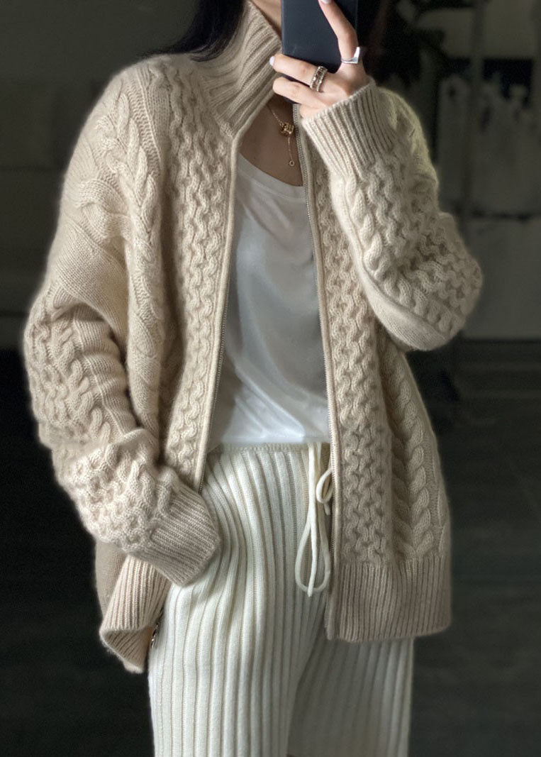 Damen - Kuschelige Strickjacke - Weiche Stoff - Zip-Up Stil - Bequeme Strickwaren für Gemütliche Tage