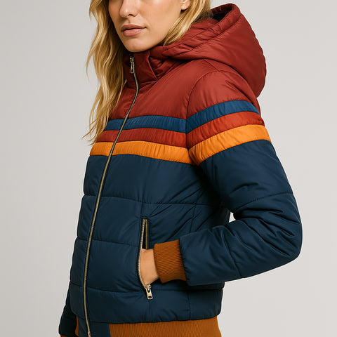 Damen - Retro-Jacke - Baumwoll-Mischung - Isoliert für optimalen Kälteschutz - Stilvoller Begleiter für kaltes Wetter