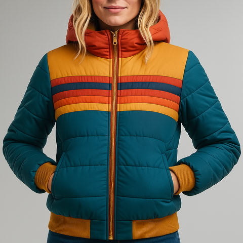 Damen - Retro-Jacke - Baumwoll-Mischung - Isoliert für optimalen Kälteschutz - Stilvoller Begleiter für kaltes Wetter
