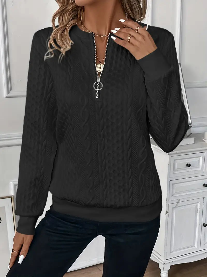 Damen - Pullover mit Reißverschluss - Kuscheliger Strickstoff - Must-Have für stylisches Layering