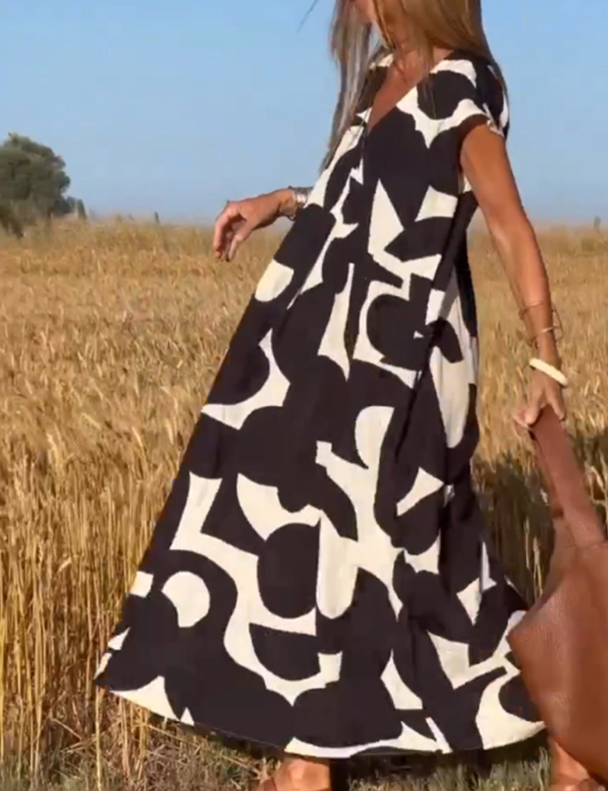 Damen - Maxikleid - V-Ausschnitt - A-Linie - Eleganter Stil für jeden Anlass