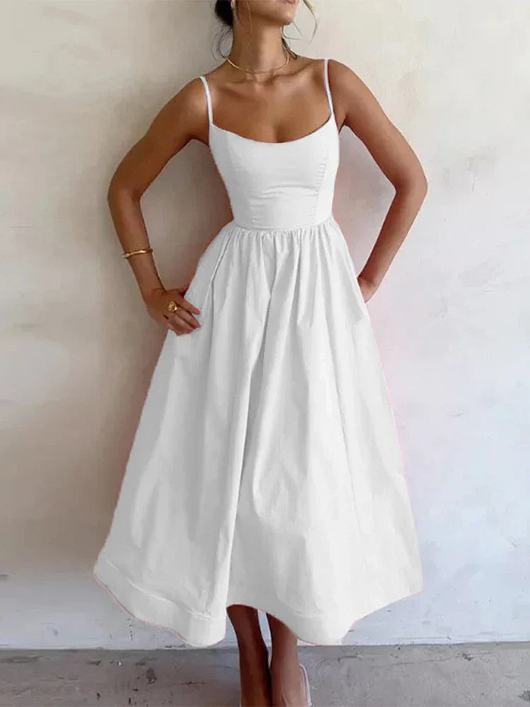 Damen - Trägerkleid - Rundhalsausschnitt - Unifarben - Leicht und vielseitig für jeden Anlass