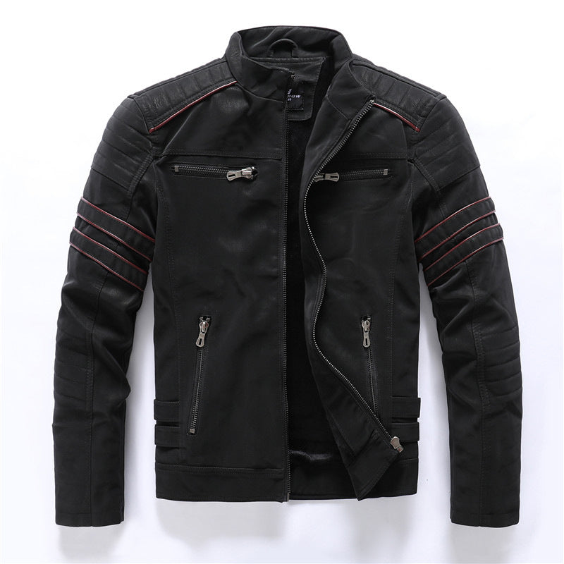 Herren - Bikerjacke - Wetterfestem Material - Stylisches Design - Reißverschluss - Modische Lederjacke
