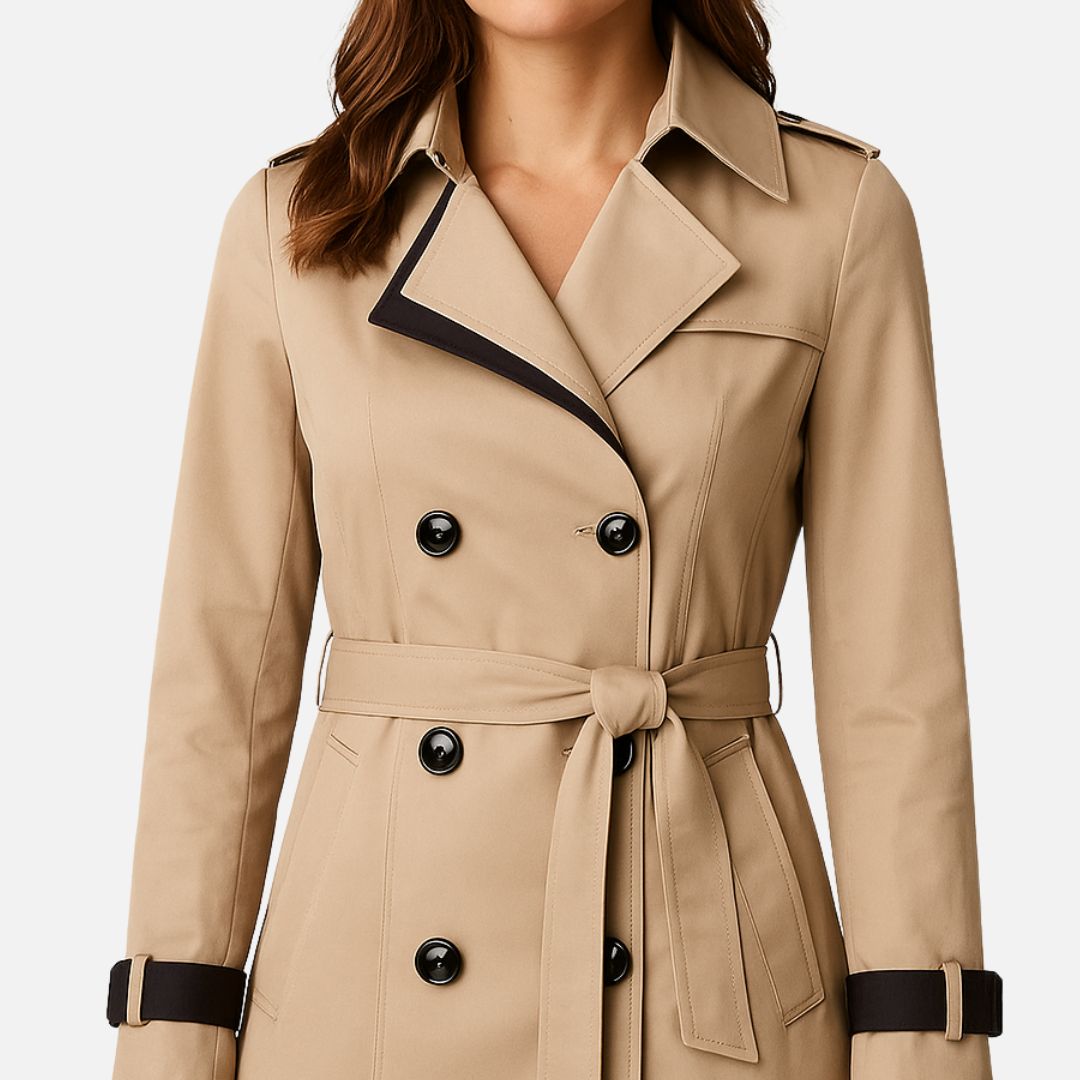 Damen - Langer Trenchcoat - Wasserdichter - Strapazierfähigem Material - Stilvoller Regenschutz