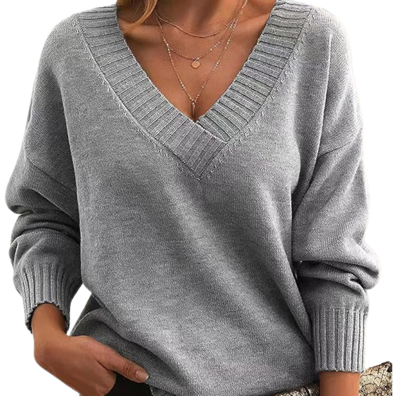 Damen - Kaschmirpullover mit V-Ausschnitt - Weicher Strick - Perfekten Alltagslook