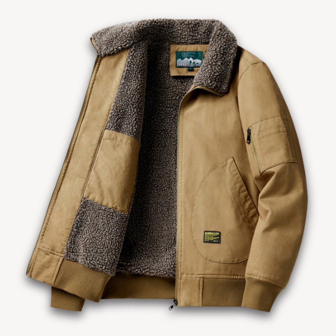 Herren - Sherpa-gefütterte Arbeitsjacke - Baumwoll - Kuschelig & strapazierfähig - Ideal für kalte Wetterabenteuer