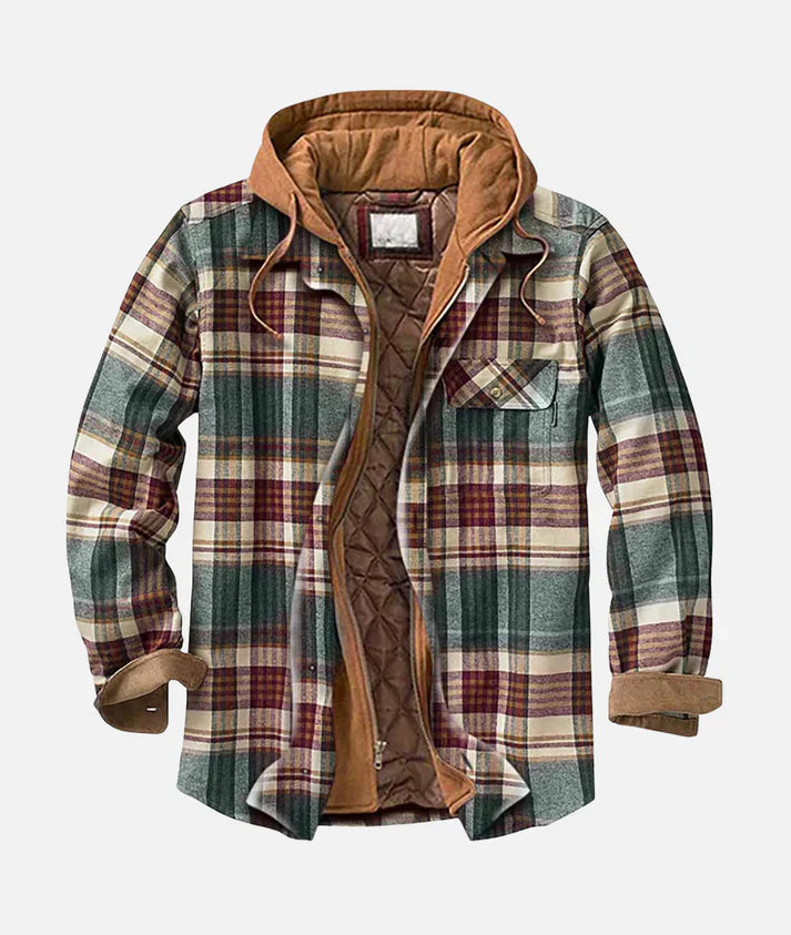 Herren - Stylische karierte Kapuzenjacke - Bequemes Material - Trendige Outerwear für jeden Anlass