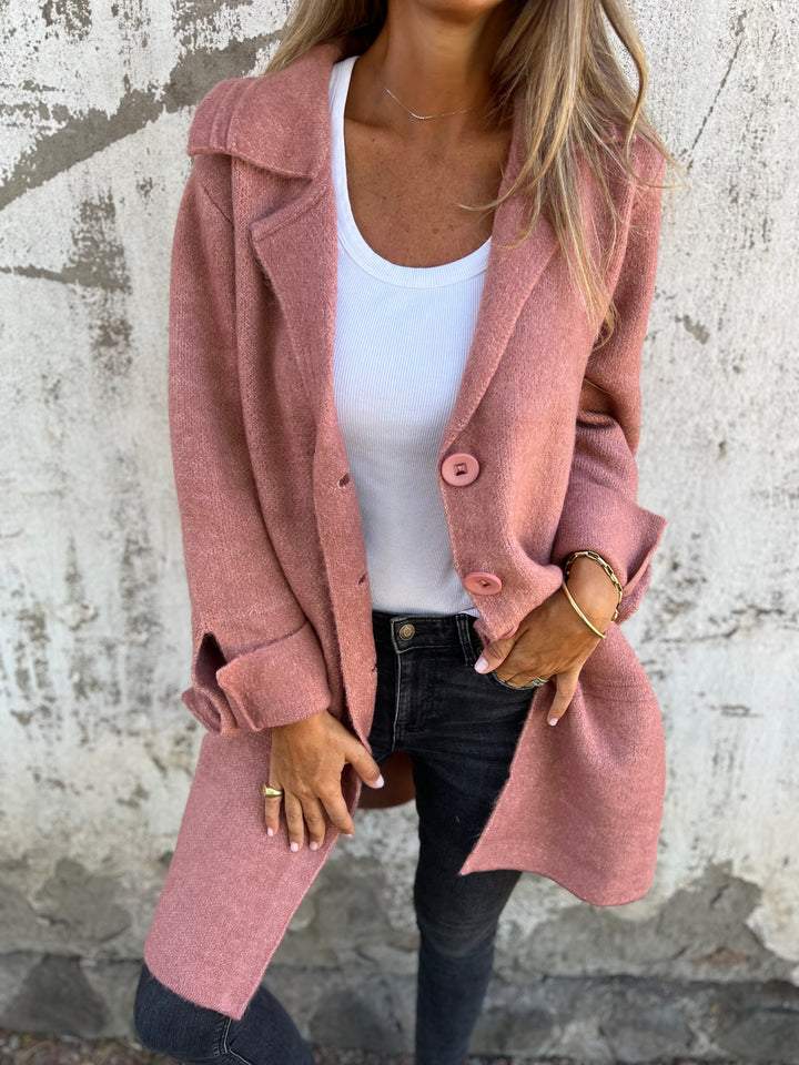 Damen - Lässiger langer Mantel - Manschetten - Stylische & bequeme Outerwear für jeden Anlass