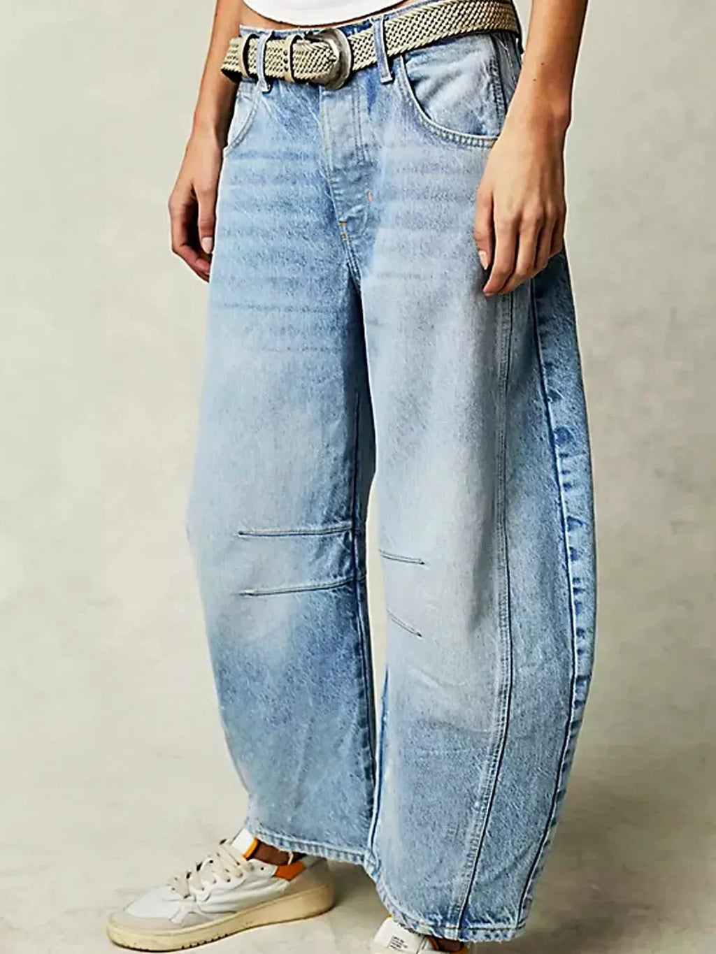 Damen - Barrel Jeans - Leopardenmuster - Trendiger Casual-Look für jeden Tag