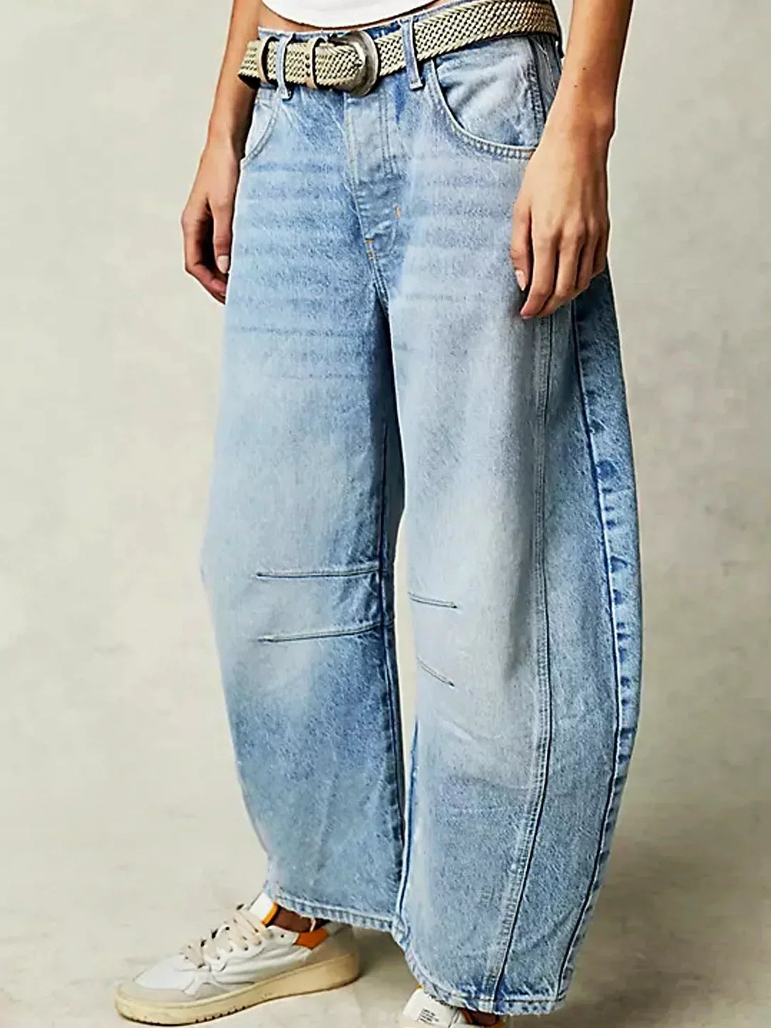 Damen - Barrel Jeans - Leopardenmuster - Trendiger Casual-Look für jeden Tag
