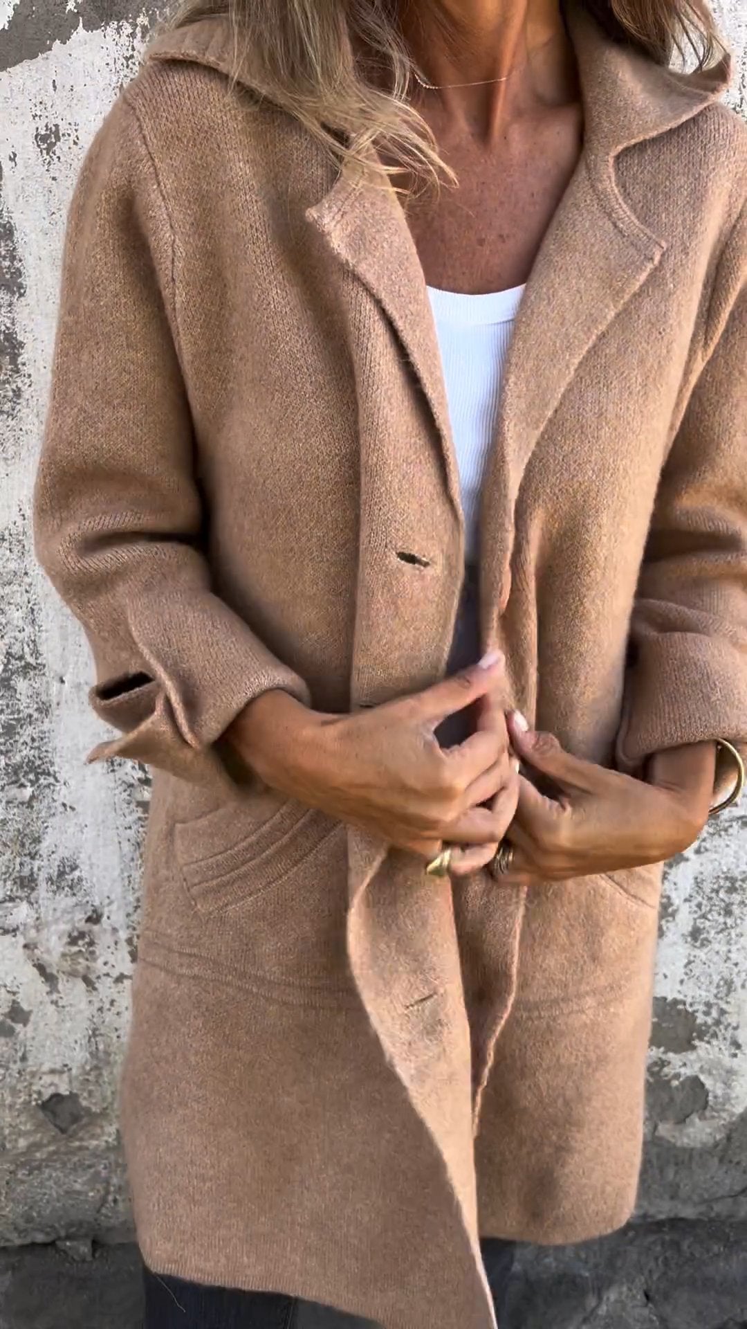 Damen - Lässiger langer Mantel - Manschetten - Stylische & bequeme Outerwear für jeden Anlass
