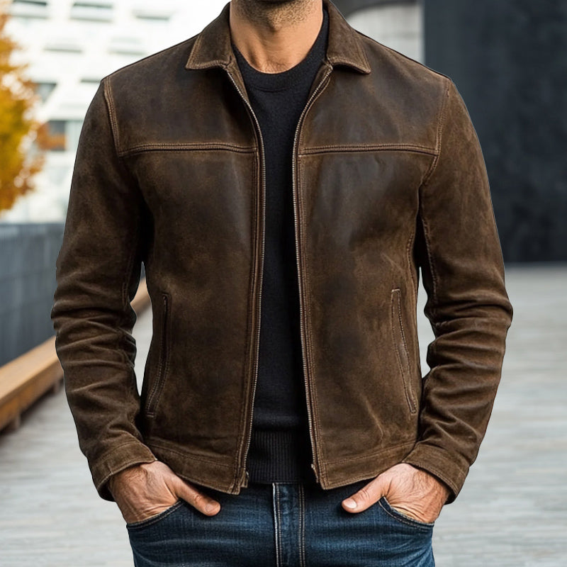 Herren - Jacke mit Reißverschluss - Leder - Stilvoll & Langlebig - Ideal für jede Jahreszeit