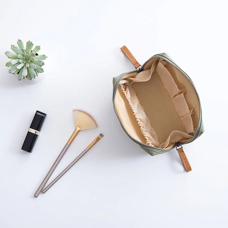 Cosmetica® - Einfarbige Kosmetiktasche mit Doppelreißverschluss