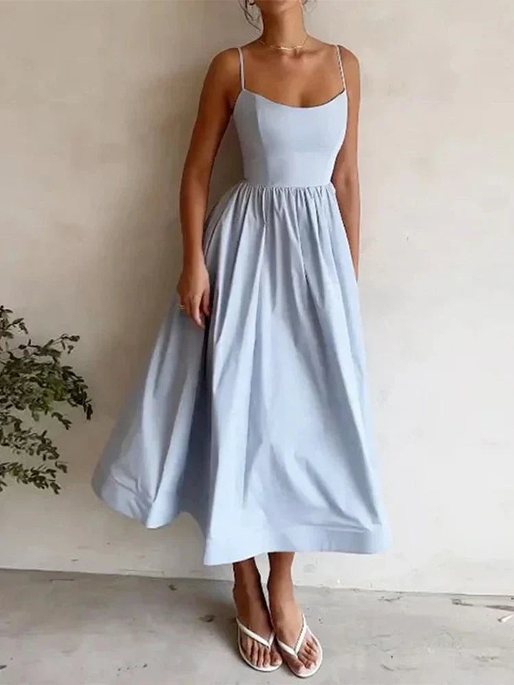 Damen - Trägerkleid - Rundhalsausschnitt - Unifarben - Leicht und vielseitig für jeden Anlass