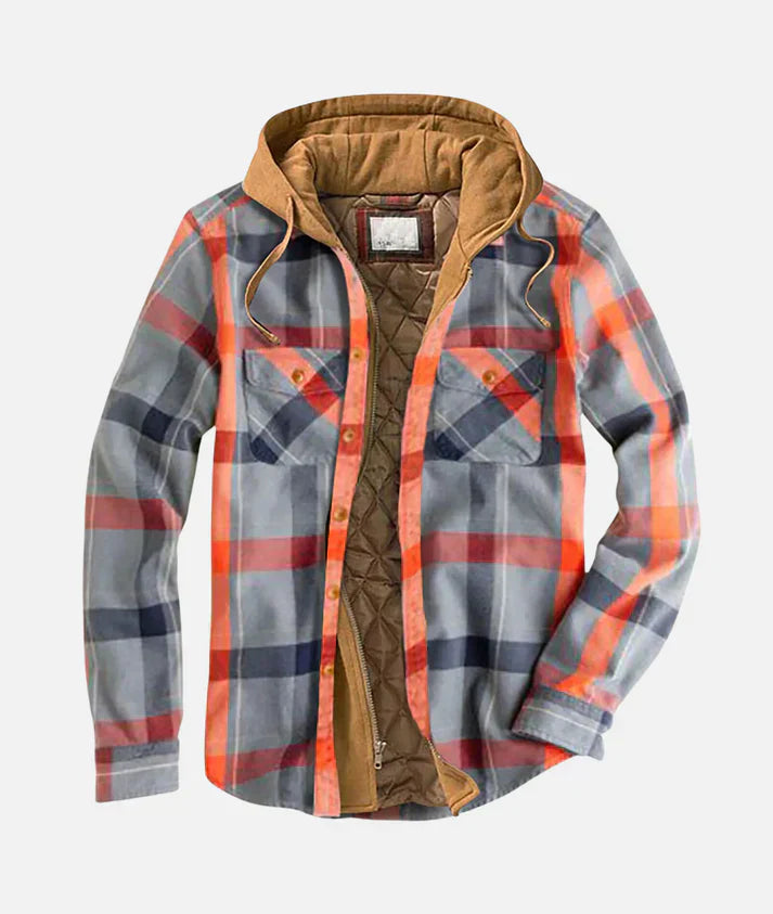 Herren - Stylische karierte Kapuzenjacke - Bequemes Material - Trendige Outerwear für jeden Anlass