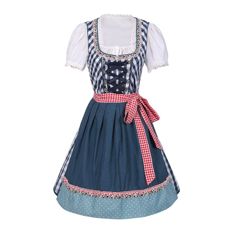Damen Klassisches Blau Oktoberfest Dirndl Kleid