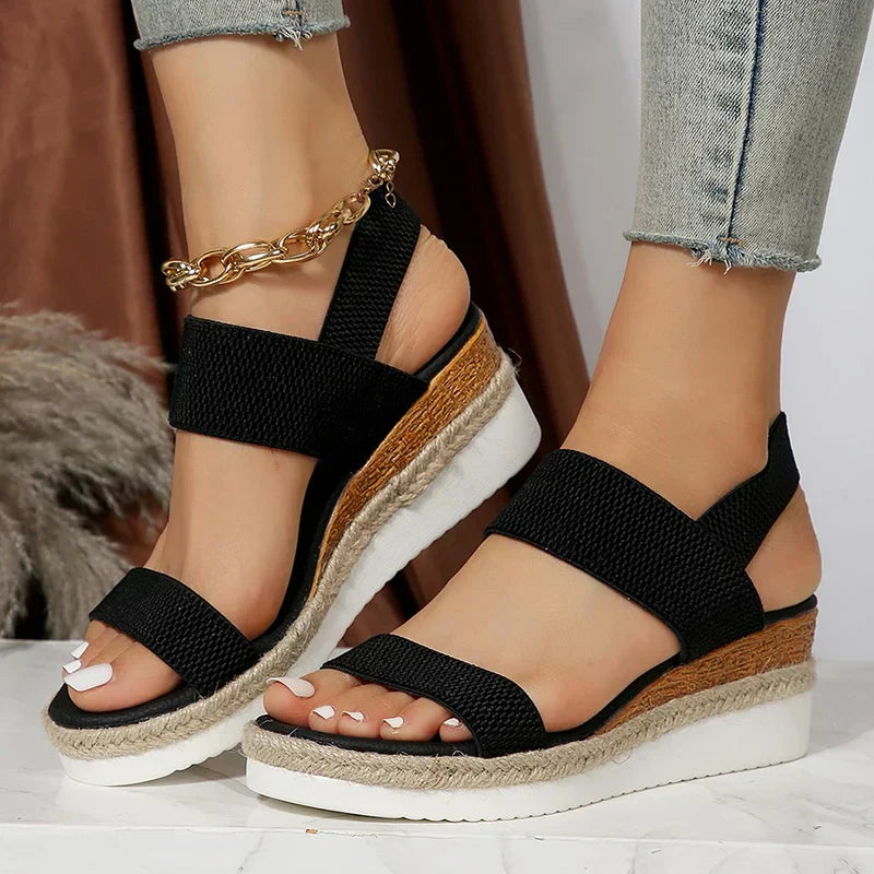 Damen - Comfort Sandalen - Weiches Material - Bequeme Casual Schuhe für jeden Anlass