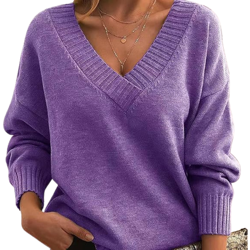 Damen - Kaschmirpullover mit V-Ausschnitt - Weicher Strick - Perfekten Alltagslook