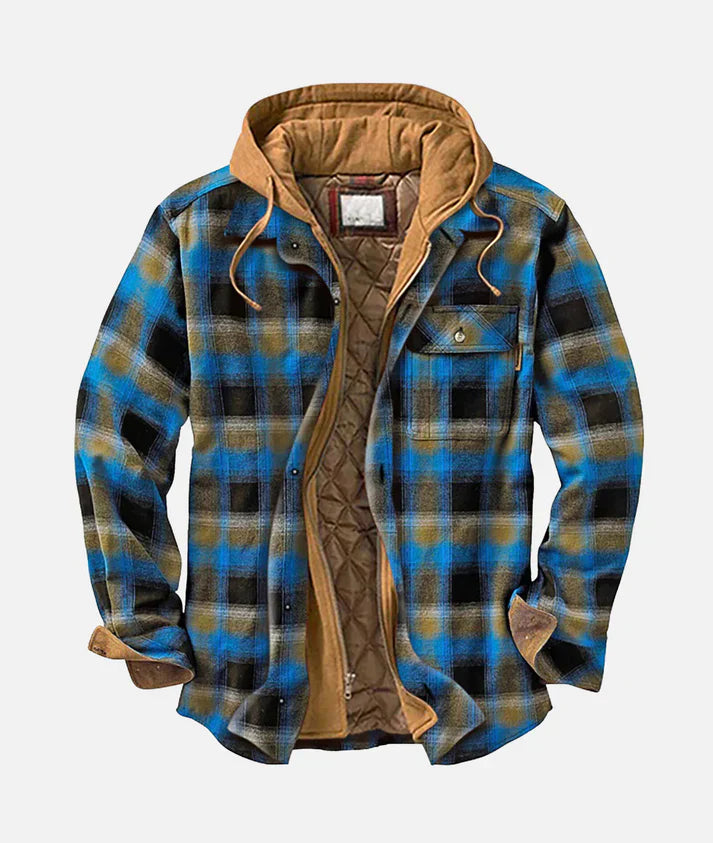 Herren - Stylische karierte Kapuzenjacke - Bequemes Material - Trendige Outerwear für jeden Anlass