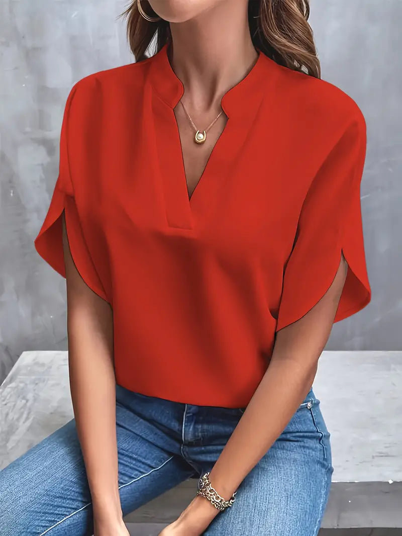 Damen - Elegante leichte Bluse - Baumwollmischung - Stilvoll & bequem - Ideal für legere Anlässe