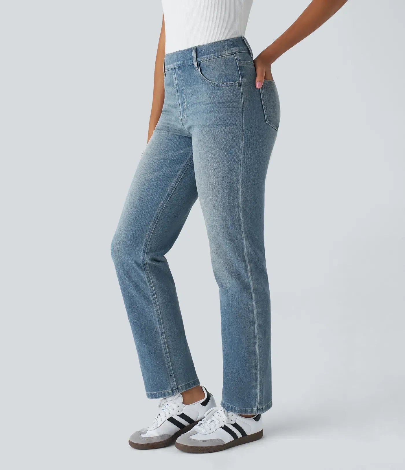 Damen - Bequeme elastische Hose - Stylisch & vielseitig für jeden Tag - Komfort und Stil vereint