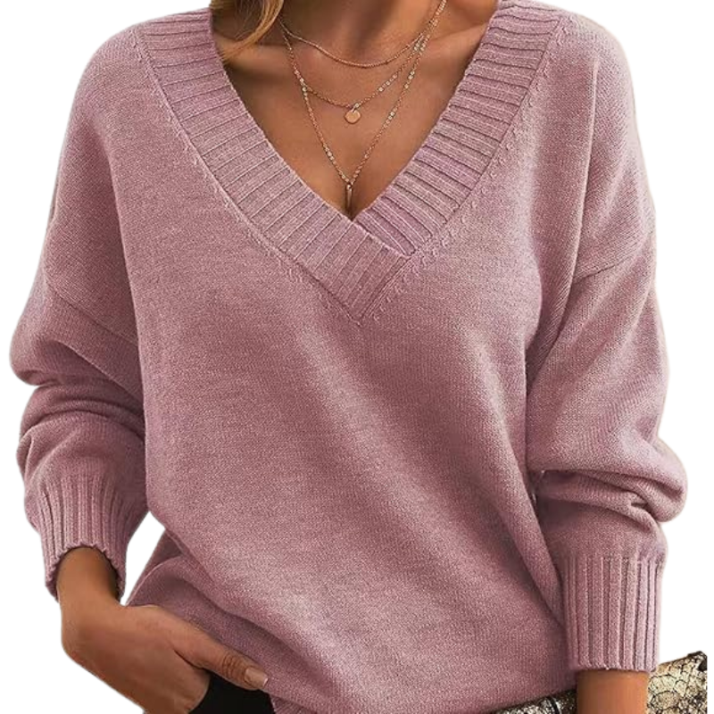 Damen - Kaschmirpullover mit V-Ausschnitt - Weicher Strick - Perfekten Alltagslook