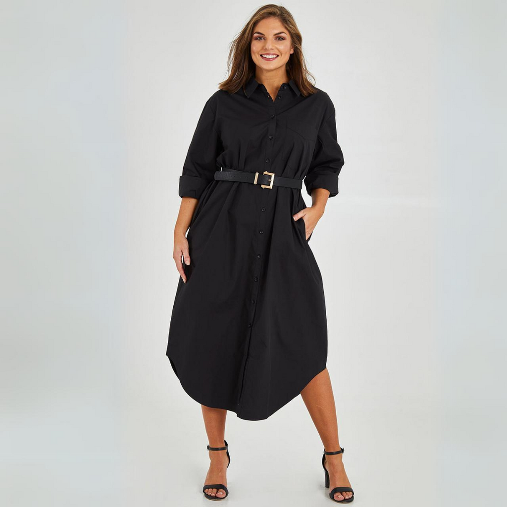 Damen - Hemdkleid - Knopfleiste und Schlitz - Elegante Passform für jeden Anlass