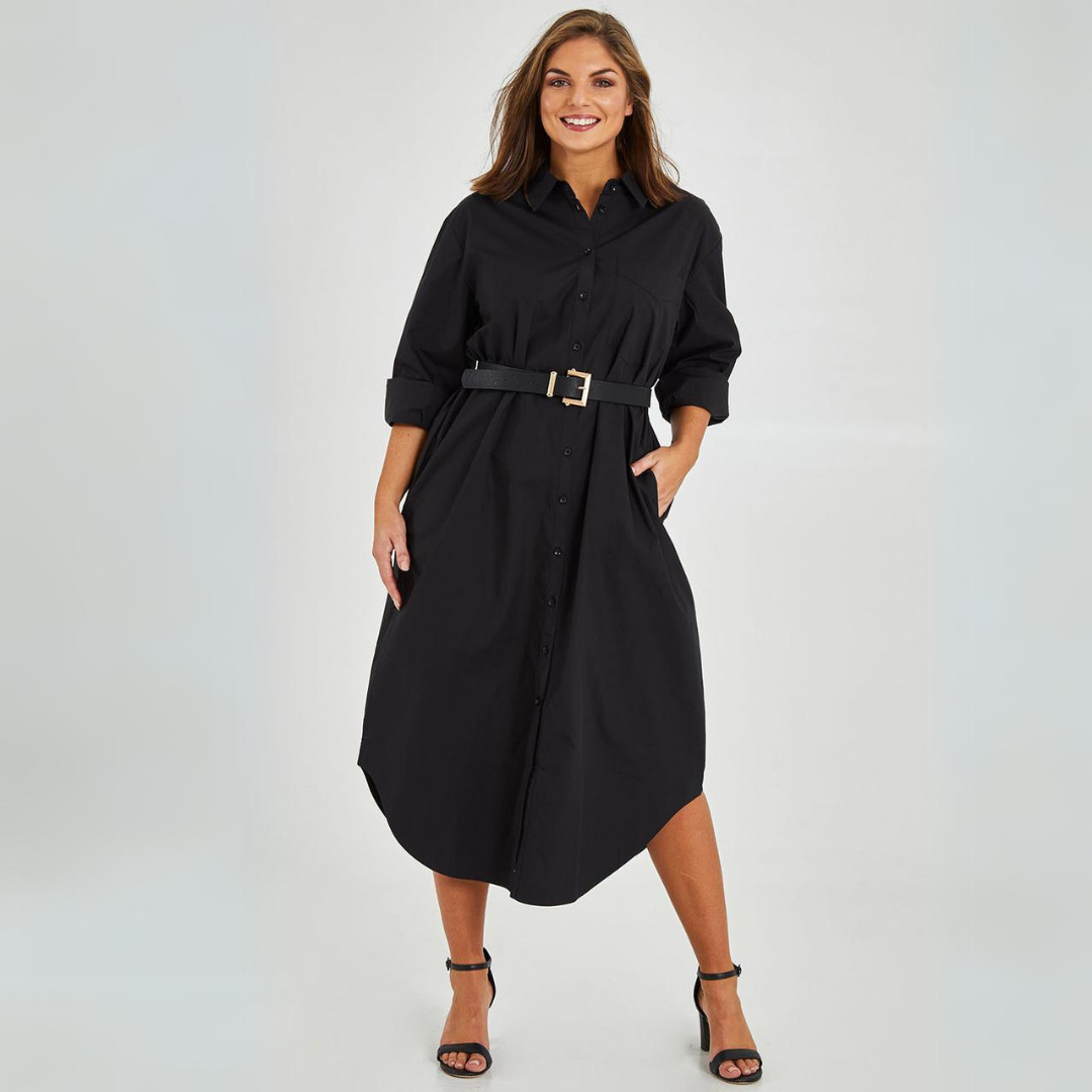 Damen - Hemdkleid - Knopfleiste und Schlitz - Elegante Passform für jeden Anlass