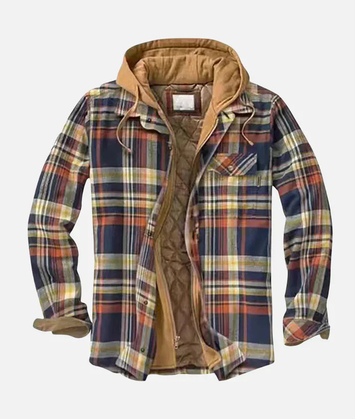Herren - Stylische karierte Kapuzenjacke - Bequemes Material - Trendige Outerwear für jeden Anlass