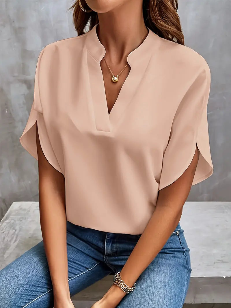 Damen - Elegante leichte Bluse - Baumwollmischung - Stilvoll & bequem - Ideal für legere Anlässe