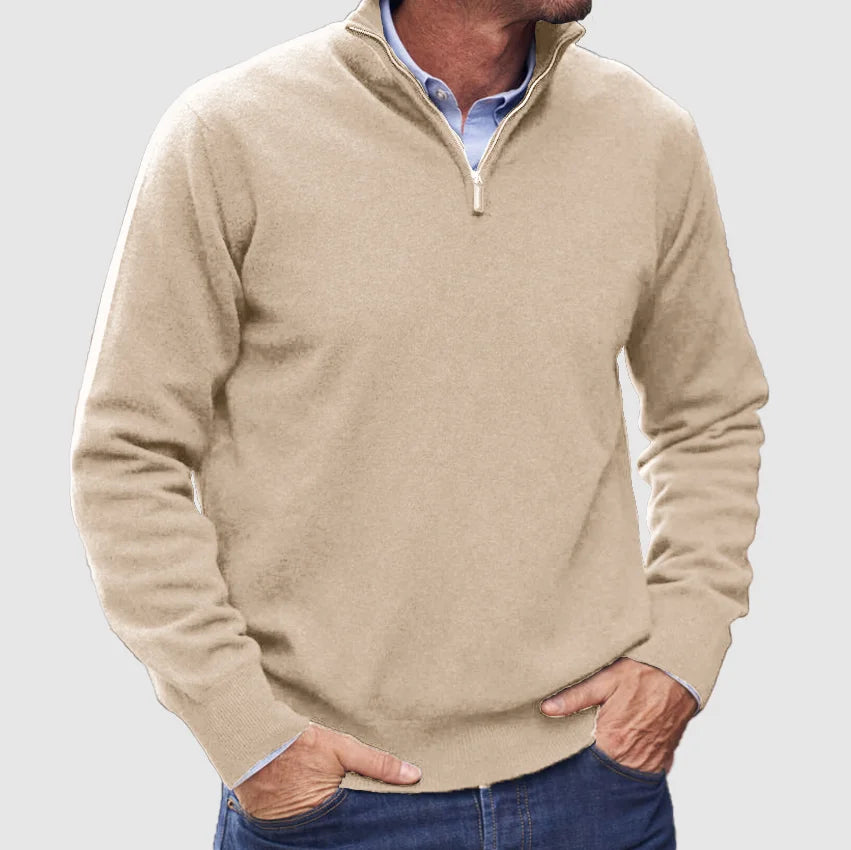 Herren - Pullover - Reinem Kaschmir - Reißverschluss - Eleganter Pullover für stilvolle Outfits