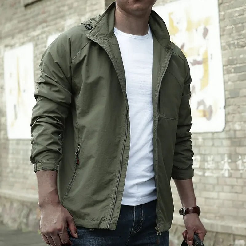 Herren - Leichte Sommerjacke - Wasserdicht & Atmungsaktiv Material - Cargo-Stil - Perfekt für Outdoor-Aktivitäten
