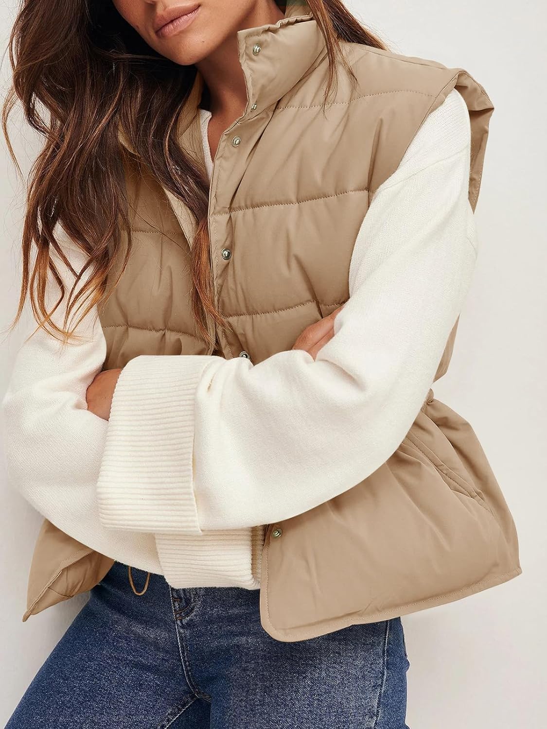 Damen - Stylisches gefüttertes Gilet - Gesteppter Stoff - Ärmellose Weste für schicke Layering - Bequem und trendy