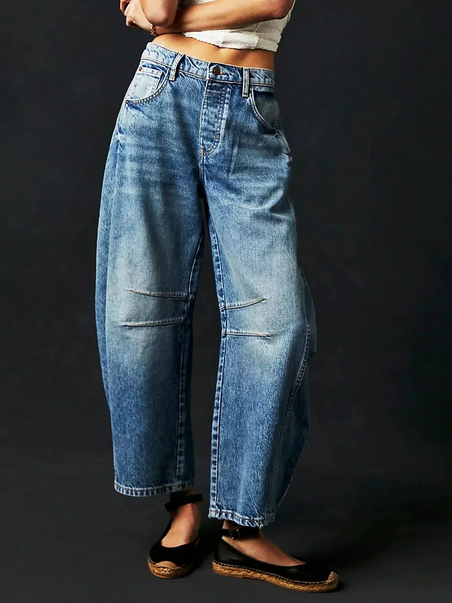 Damen - Barrel Jeans - Leopardenmuster - Trendiger Casual-Look für jeden Tag