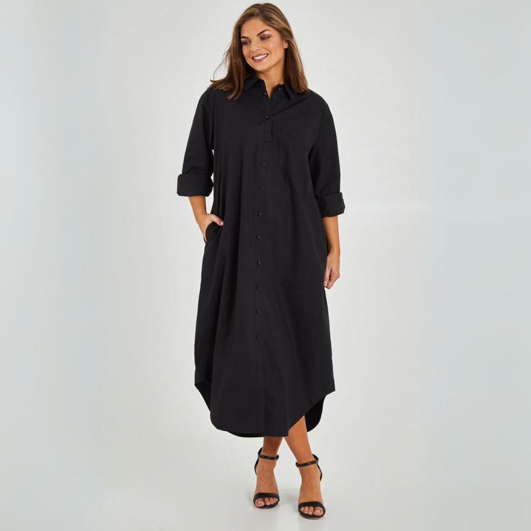 Damen - Hemdkleid - Knopfleiste und Schlitz - Elegante Passform für jeden Anlass