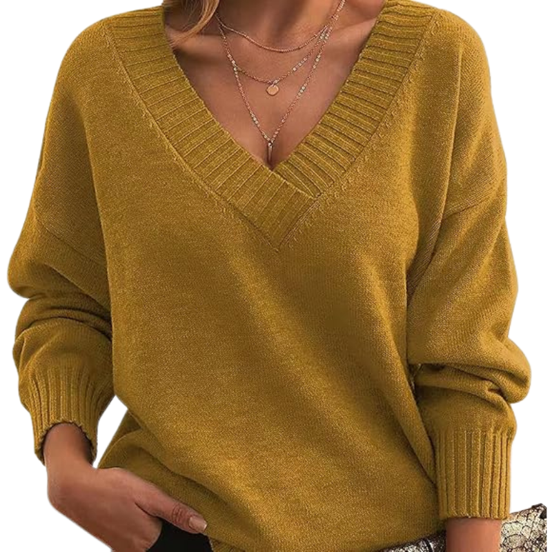 Damen - Kaschmirpullover mit V-Ausschnitt - Weicher Strick - Perfekten Alltagslook