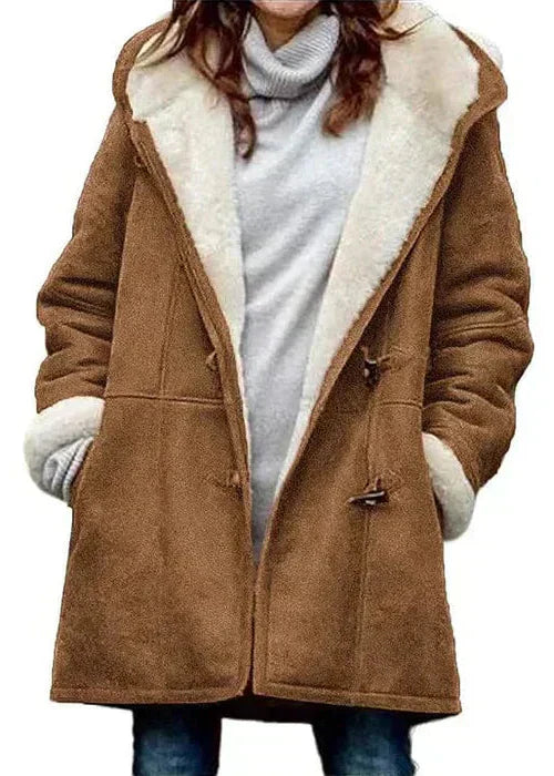 Damen - Mantel mit Kapuze - Fleece gefüttert - Winter Outdoorbekleidung