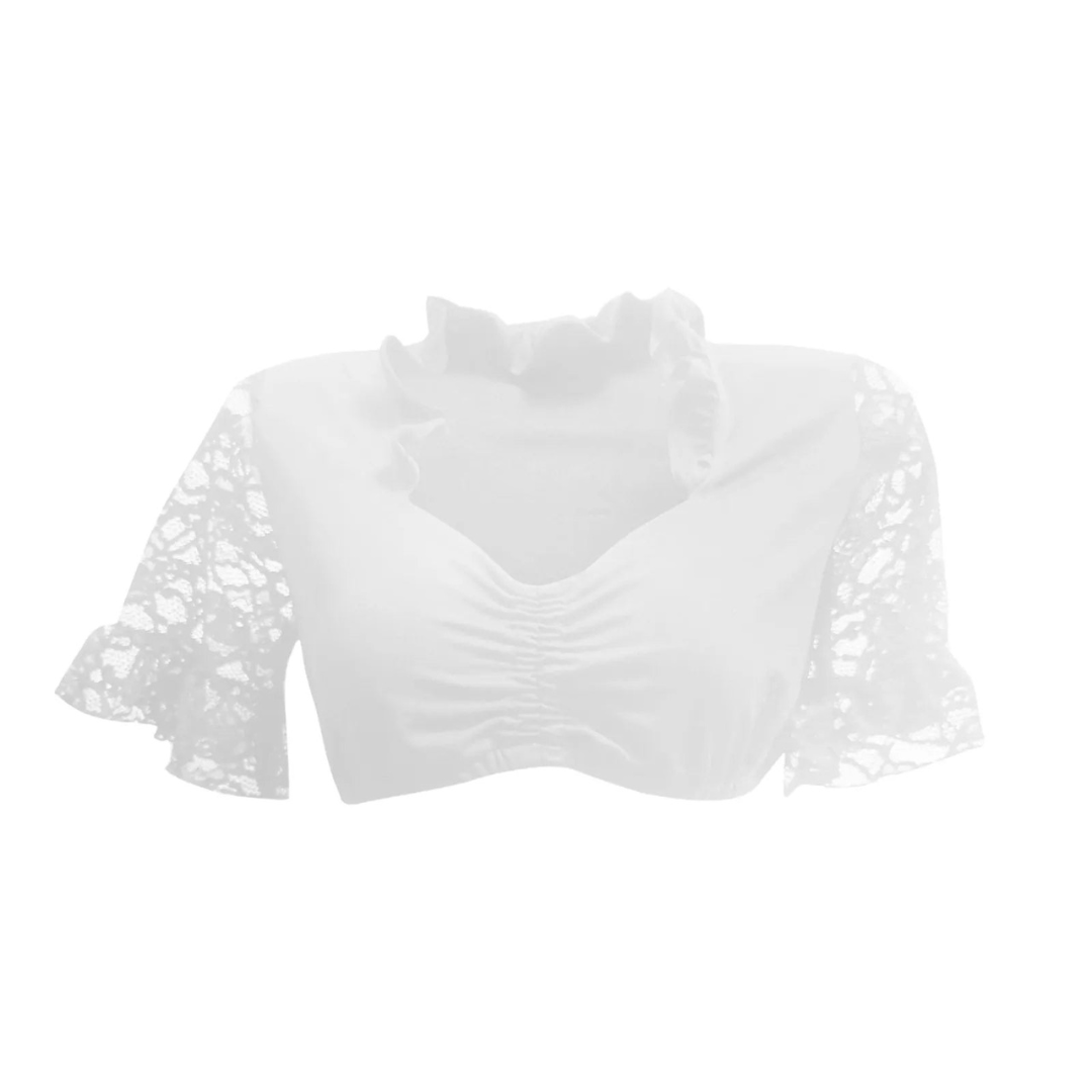 Damen Schwarz und Weiß Oktoberfest Dirndl Bluse