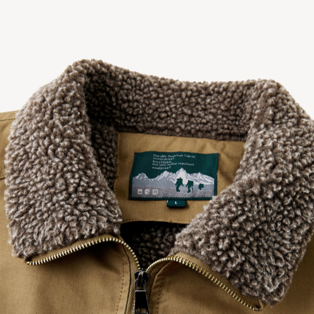 Herren - Sherpa-gefütterte Arbeitsjacke - Baumwoll - Kuschelig & strapazierfähig - Ideal für kalte Wetterabenteuer
