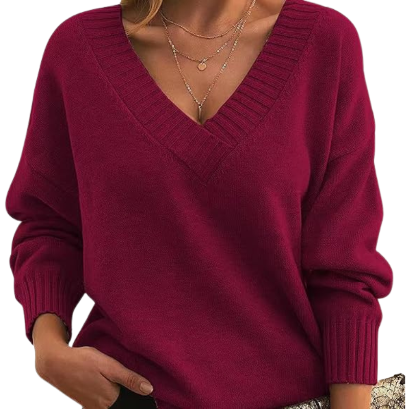 Damen - Kaschmirpullover mit V-Ausschnitt - Weicher Strick - Perfekten Alltagslook
