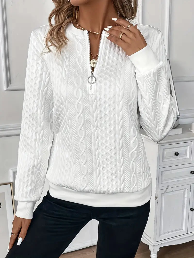 Damen - Pullover mit Reißverschluss - Kuscheliger Strickstoff - Must-Have für stylisches Layering